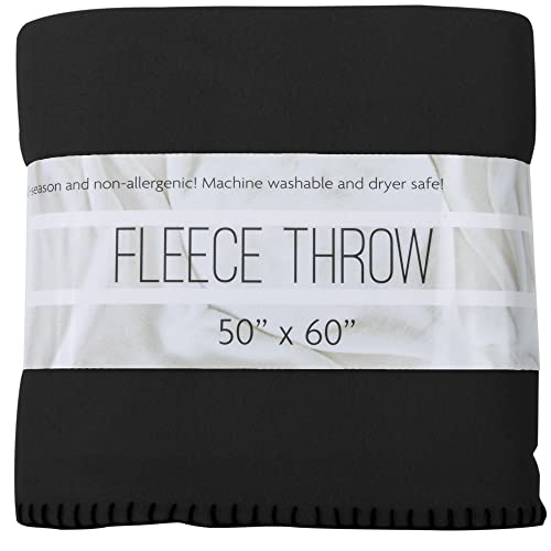 50X60 Throw Blankets, Fleece Throw Blanket For Livingroom, Couch, Chair, Bed (Solid Black) #TOP20
