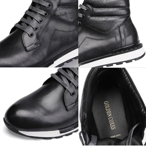 Fashion Men's Leather Lace-up Dress Boots, Mid Top Casual Chukka Sneaker Boot Business Shoes for Men3