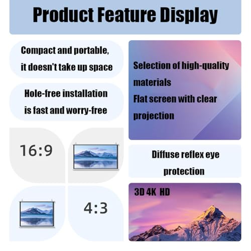 Pantalla de proyector manual 72 pulgadas 16:9 portátil miniatura 4