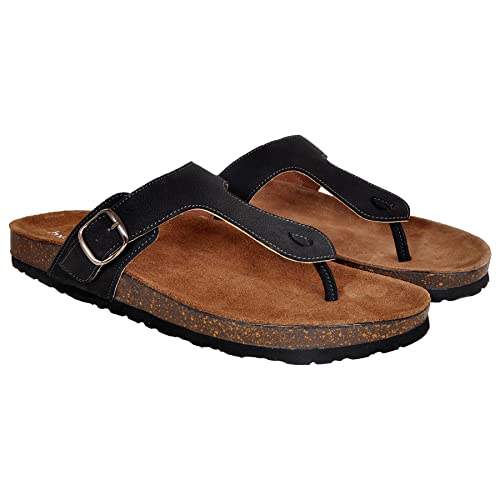 Image of Hx London Genuine Nubuck Leather Slipon Adjustable Sandals for All Day & Ethnic Wear