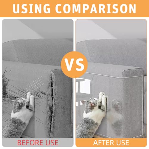 Image of Qpets Cat Scratcher Pad Clear PVC Cuttable Furniture Protector Self-adhesive Cat Scratcher Pad Sticker Cat Scratching Mat for Wall, Cabinet, Couch, Floor, 45x100cm