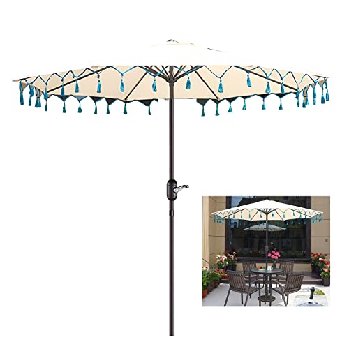 Garden Parasol Parasol Umbrella 2,7 m/9 Piedi ombrelloni per Patio Pesante per Cortile da Giardino a Bordo Piscina, Ombrello Solare Pieghevole a Prova di Acqua Parasolo, tettoia Tondo in Poliestere