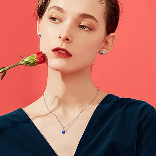 Bestyle Sparkling 925 Sterling Silver Birthstone Stud Earrings for Women, Heart/Round/Teardrop/Square Solitaire Diamond Studs Earrings, Great Birthday/Christmas Gifts4