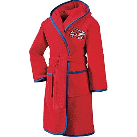 Erwin Müller Kinder-Bademantel mit Kapuze Frottier rot Größe 98/104 - saugstark Cover