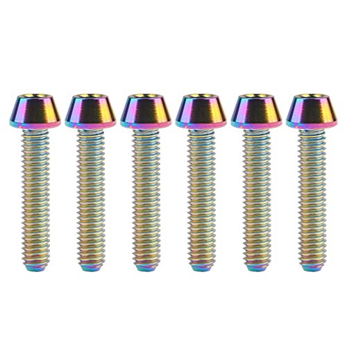 Image of Titanium Ti DIN912 M4 8 10 12 15 20mm Tapered Head Hex Bolts Bicycle Screws Pack of 6 (Multicolored, M4x20mm)