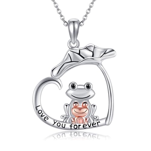 Chaîne grenouille en argent 925, le cadeau idéal pour femme avec feuille de lotus