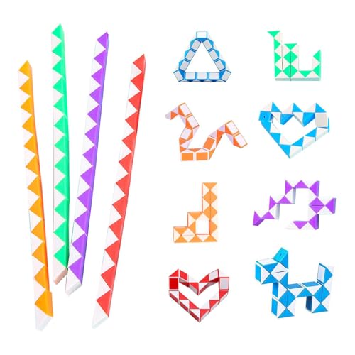 Funalix Magische Schlangen Würfel,12 Stück Block Mini Snake Puzzles Magic Ruler,3D Puzzle Magische Schlange Spielzeug,Fördert Kreativität & Motorik Kindertagsgeschenke（Random Color）