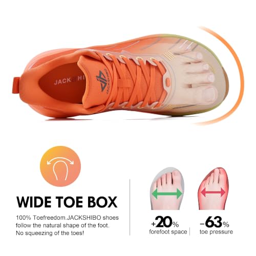 Image of JACKSHIBO Wide Toe Box Shoes Men Arch Support Slip On Zero Drop Sneakers | Slip in, Orthopedic Plantar Fasciitis, Running Walking Athletic, Tennis Workout Gym, Hands Free, Width, Thick Cushion Sole