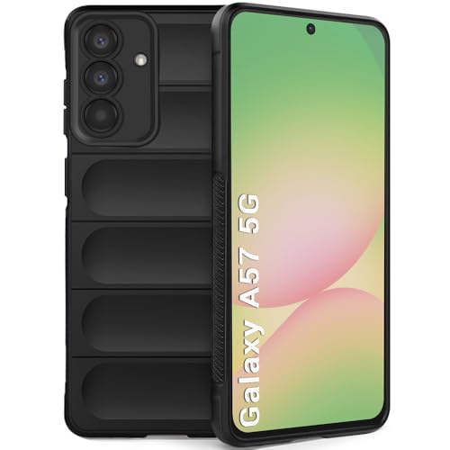 Image of TheGiftKart Back Cover for Samsung Galaxy A57 5G Case | ShockProof Military Grade Protection | Micro-Fibre Cloth On Inner Side | Liquid Silicon Case | Anti-Slip Grip Galaxy A57 Back Cover (TPU, Black)
