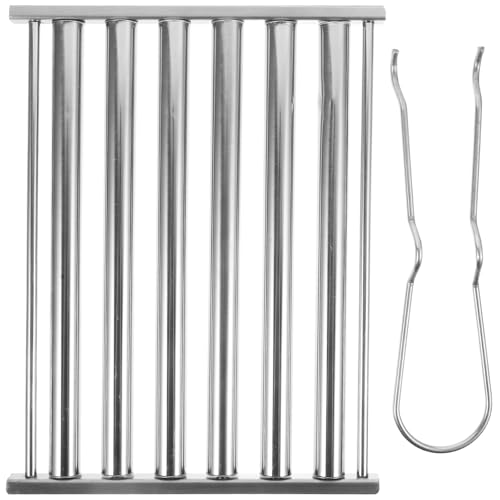 ifundom Juego de Parrilla Rodante para Barbacoa de Camping de Acero Inoxidable Bandeja y Pinzas, Herramienta Portátil para Asar Salchichas, Maíz y Jamón en Barbacoas al Aire Libre