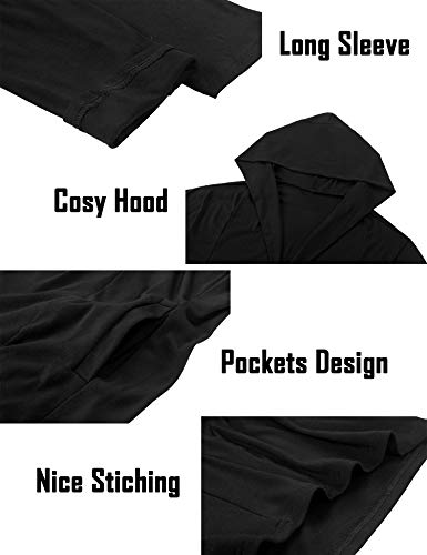 Mens Cardigan Long Open Front Draped Lightweight Hooded Sweater with Pockets4