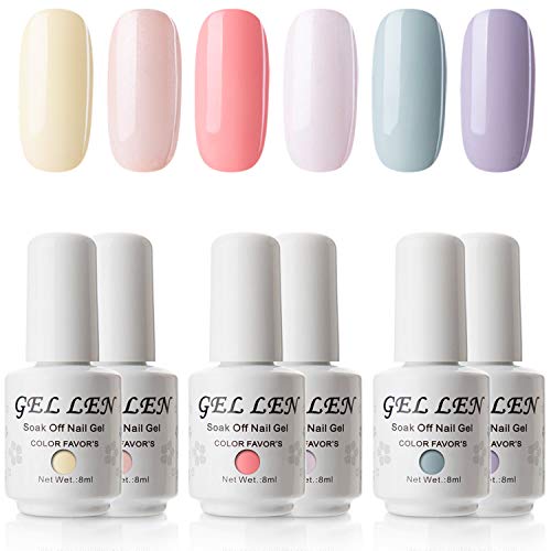 Gellen Gel Nail Polish Set - Macaron Shade Series 6 Colors, Popular Spring