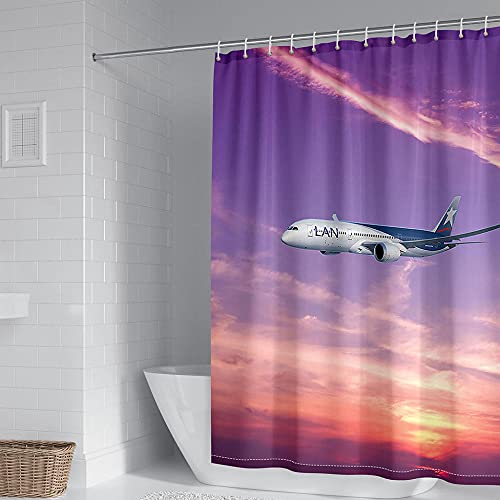 ZDDWLDL 4-Teilig Duschvorhang Set Mit Rutschfesten Teppichen Toilettendeckel Und Badematte Wasserdicht Farbfest Schimmel… – Bild 4