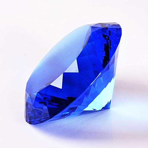 Image of Blue Crystal Glass Diamond Shaped Decoration 60mm Jewel Paperweight,Gift Decoration Idea for Christmas, Thanksgiving and Birthday