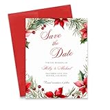 Winter Save the Date Cards With Envelopes, Personalized Invitations Save the Date For Weddings, Christmas Save the Date Cards With Flowers, Floral Invites, Your Choice of Quantity and Envelope Color