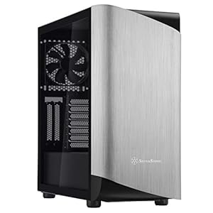SilverStone SST-SEA1SB-G – SETA A1 Mid-Tower ATX Computer Case, gehard glas zijpaneel, zilver op zwart