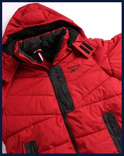 Image of Reebok Mens Winter Jacket - Thick Heavyweight Ski Winter Coat - Warm Insulated Quilted Hooded Puffer Coat for Men