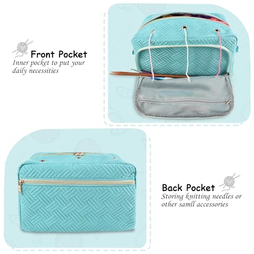 crochet bag organizer yarn storage organizer yarn holder for crochet with adjustable shoulder straps knitting bag for crocheting crochet hook case gifts for crocheters blue