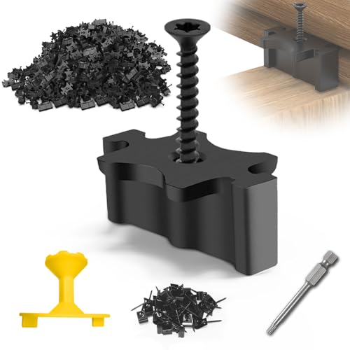 Deckit 300 PCS Hidden Deck Fasteners for Composite Decking - Universal Nylon Clips (Pre-Loaded Screws) 20 Starter Clips Drive Guide & Bit Fits Wood Frames (150 SQ.FT.)