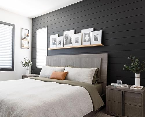 Luxdecor Real Wood Wall Planks - White Shiplap Boards 5' Peel and Stick - 10 Pieces, 12.5 Sq Ft