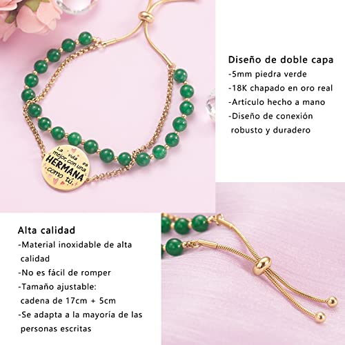 LParkin Pulsera Mujer Hermana Acero Inoxidable Regalo Cumpleaños Hermana Pulsera a la Mejor Hermana Ajustable4