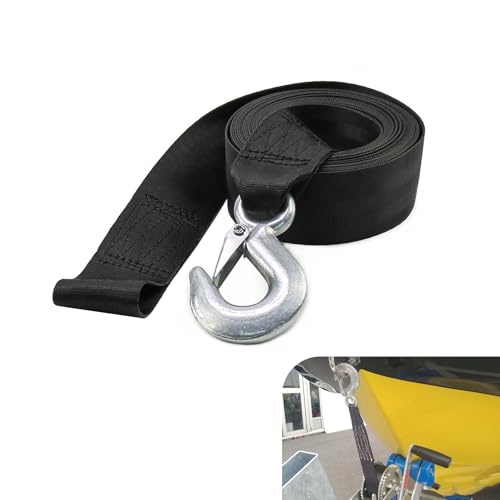 MOXRUQ Boat Winch Strap with Hook 20 ft Heavy Duty Boat Winch Strap Universal Trailer Strap for Towing Trailer ATV Truck Car Boat (Black)