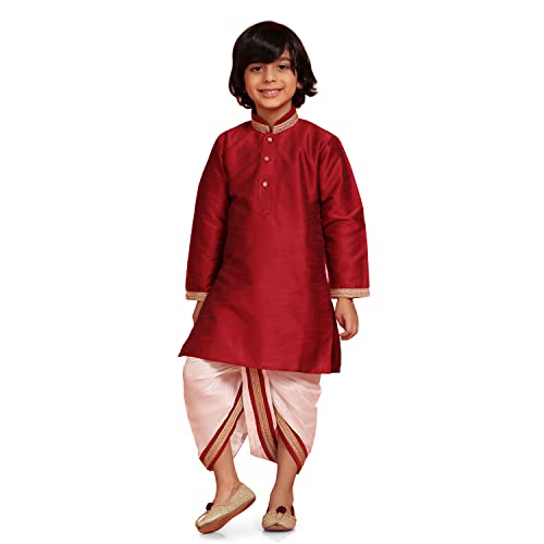 AJ DEZINES Kids Solid Silk Kurta Dhoti Set Traditional Festive & Ethnic Wear Kurta Dhoti For Boys