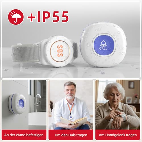 CallToU WiFi Senioren Notruf Armband, Notrufknopf für Senioren auf Handy mit 1 Notfallknopf,1 Armband,1 Empfänger für Senioren,Behinderte,Kinder