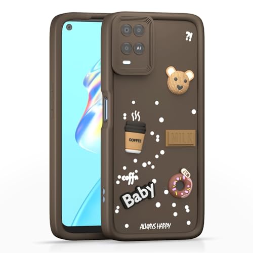 Image of Bintage Ball Bear| Donut| Milk Cake| Baby| Coffee Rubber Case Full Body & Camera Protection Back Cover Compatible for Oppo A54 4G - Brown