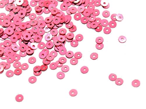 The Design Cart Pink Round Centre Hole Sequins (4 mm) (Pack of 100 Grams)- for Embroidery, Beading, Art and Craft - Imag