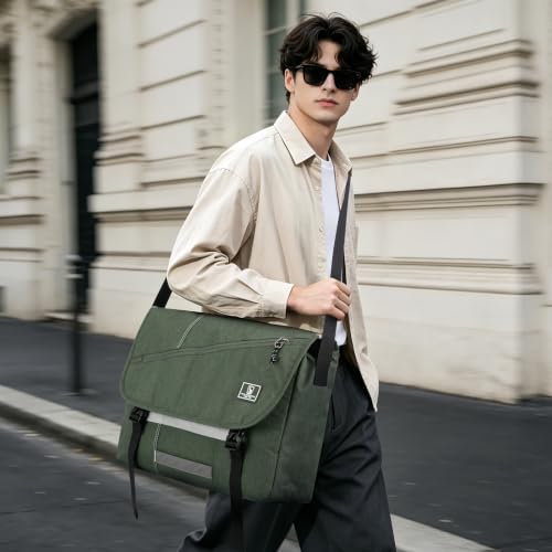 Image of OIWAS 17 Inch Messenger Bag for Men Laptop Crossbody Bags Women, Dark Green