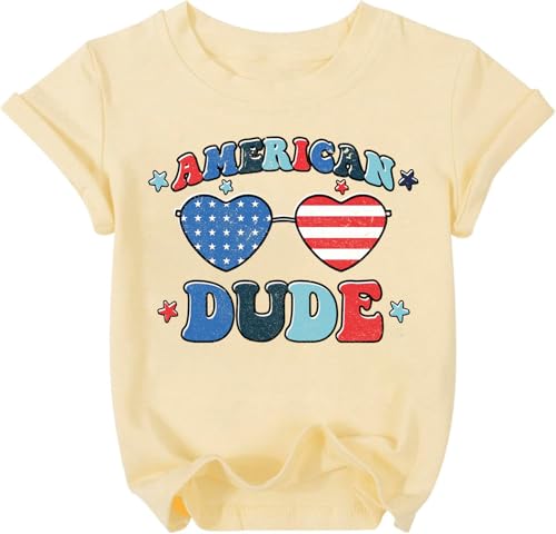 Kids 4th of July American Flag Shirts Boys Girls Patriotic T-Shirt Independence Day Tee Tops Outfit 3-10 Years
