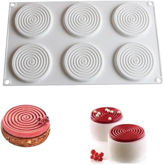 OCPO KITCHEN Spiral Silicone Molds for Baking Mousse Cake, 3D Tourbillon Silicone Baking Molds for French Dessert Pastry Chocolate Cupcake Ice Cream Cake Decoration Mold Spiral Shape (6-Cavity)