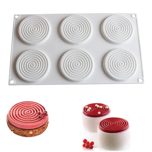 OCPO KITCHEN Spiral Silicone Molds for Baking Mousse Cake, 3D Tourbillon Silicone Baking Molds for French Dessert Pastry Chocolate Cupcake Ice Cream Cake Decoration Mold Spiral Shape (6-Cavity)