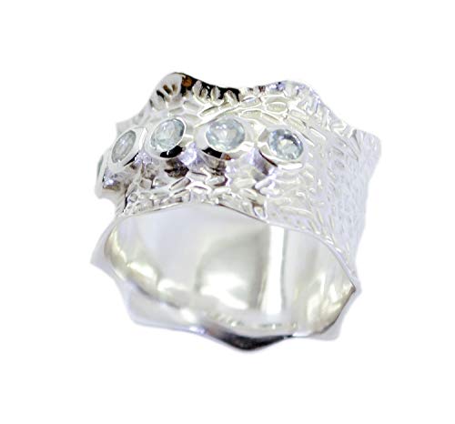 Bague topaze bleue naturelle en argent 925 cadeau idéal femme