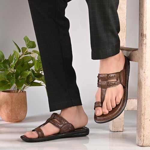 Image of Centrino Men's Slippers | Kolhapuri Style Chappals with Soft Cushioned Footbed | Comfortable & Durable | Traditional Yet Stylish Footwear for Men (9552)