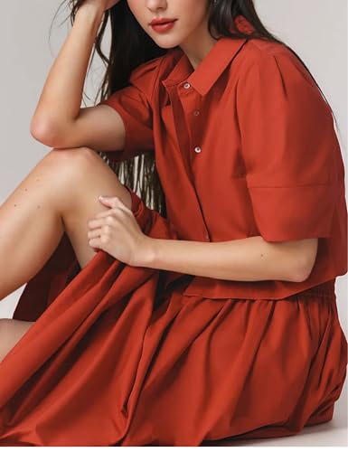 Wanzetaly Womens 2 Piece Outfits Summer Skirt Set Button Short Sleeve Tops and Maxi Skirt Dress Sets with Pockets3