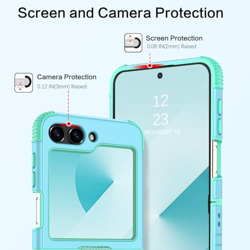 Image of BENTOBEN for Samsung Galaxy Z Flip 6 5G Case with Ring, Heavy Duty 2 in 1 Full Body Rugged Galaxy Z Flip6 Case Girls Women Boy Men Shockproof Protection Cover for Samsung Z Flip 6 6.7 inch,Blue