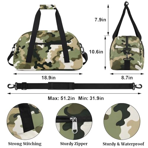 Duffle Bag Green Camo Black Camouflage Gym Bag Travel Bag Luggage Bag Waterproof Lightweight Sports for Dance Gymnastics Cheers Soccer Wrestling Hospital, for Weekender Overnight2