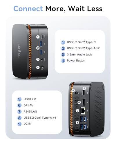 Image of KAMRUI Pinova P1 Mini PC Computer, AMD Ryzen 4300U (Beats i3-10110U /3500U), 16GB RAM 256GB SSD, Mini Desktop Computer Support Triple 4K, USB-C, WiFi, Bluetooth, Ethernet for Business, Education, Home