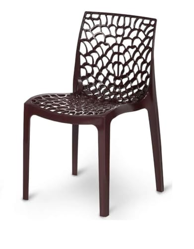 Image of activa Web Designer Plastic Chair for Home, Office and Restaurant and Cafe|Armless Chair for Dining Room| Heavy Duty Outdoor Plastic Chair | Designer Balcony Chair (Brown, Set of 1)