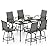 Sophia & William Outdoor Bar Set, Patio Bar Table and Chairs Set, Bar Height Patio Set - 6 x Swivel Bar Chairs(Grey), 1 x Rectangular Bar Table(Black)