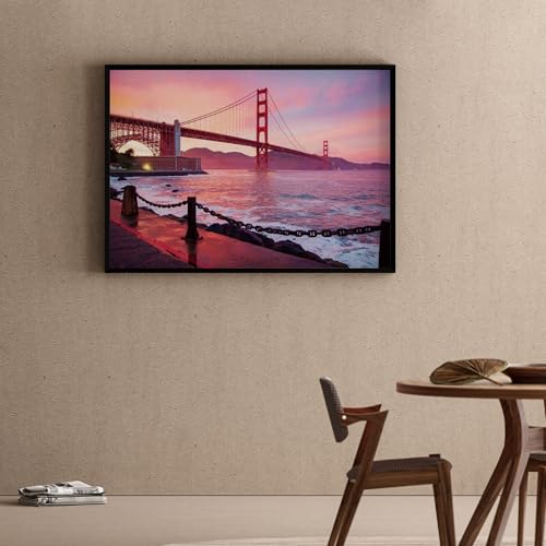 Image of ARTCREST Golden Gate Bridge San Francisco Canvas Wall Painting with Black Frame | Large Cityscape Wall Art for Living Room, Office Walls & Hallway | Modern Decorative Canvas Wall Decor (16x20 Inches)