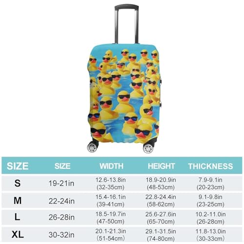 Travel Luggage Cover Cute Rubber Yellow Ducks with Sunglasses Suitcase Protector Anti-Scratch Travel Suitcase Cover Washable Luggage Covers2