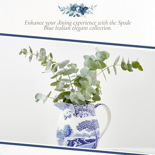 Spode Blue Italian Pitcher | 3.5 Pint Capacity | Home Décor for Mantel or Centerpiece | Use as a Water Jug or Flower Vase | Made of Fine Porcelain | Dishwasher Safe