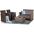Seogwisam 4 Piece Patio Furniture Set,Outdoor Wicker Conversation Sets,Rattan Sectional Sofa w/Coffee Table,Seat Cushions for Backyard Porch Garden Poolside (Gray/Blue)
