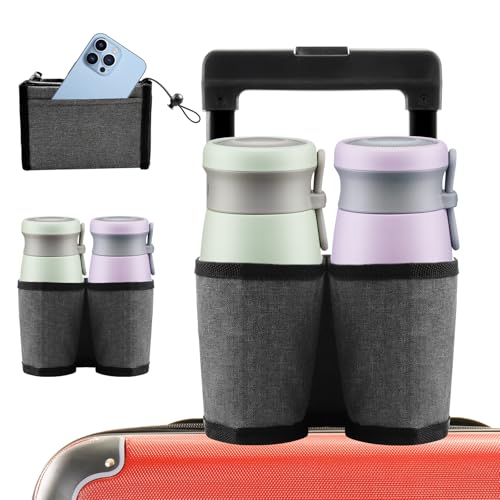 Image of Luggage Cup Holder, Free Hand Luggage Cup Holder for Suitcases Luggage Travel Cup Holder Essential Luggage Accessories Gift for Travelers Flight Attendants (Grey)