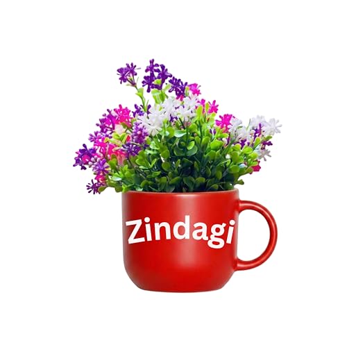 Image of Dekorly Wall Hanging Mug Planters with Artificial Flowers (20CM) - Decorative Hanging Cups, Colorful Floral Wall Decor for Living Room Bedroom Balcony Office Gift Set (3, Zindagi Gulzar Hai)