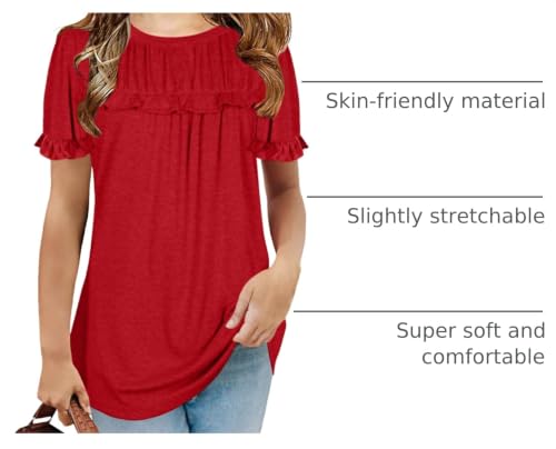 Image of Haloumoning Girls Crew Neck T Shirts Peplum Babydoll Tops Tees 4-15 Years | Girls T-Shirts, Casual Loose Tunic Tops, Cute Ruffle T Shirts, Short Sleeve Shirts, Long Sleeve Blouse