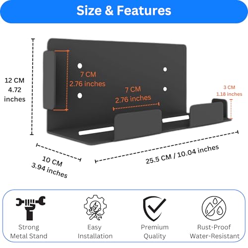 Image of PS5 Wall Mount Stand for PlayStation 5 & PS5 Slim Disc /Digital Edition Consoles, Heavy Duty Wall Mount Bracket, Space Saving Vertical Console Holder Rack, Black